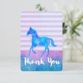 Wilde Paarden in Blauwe en Paarse Waterverf Hartel Bedankkaart (Staand voorkant)