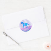 Wilde Paarden in Blauwe en Paarse Waterverf Hartel Ronde Sticker (Envelop)