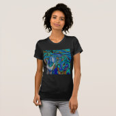 Wilde paarden in bruin en Blauwgroen T-shirt (Voorkant volledig)