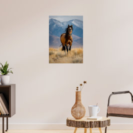 Wilde paarden in de bergen poster