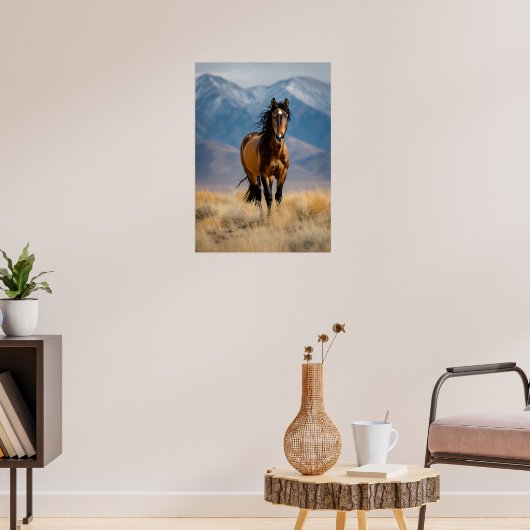 Wilde paarden in de bergen poster (Woonkamer 3)