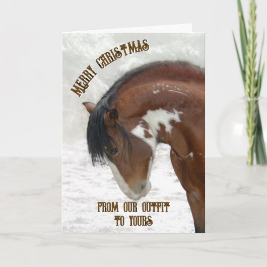 Wilde paarden in de sneeuw Kerstmis Kaart (Voorkant)
