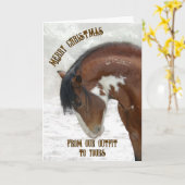 Wilde paarden in de sneeuw Kerstmis Kaart (Gele Bloem)