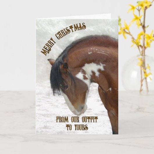 Wilde paarden in de sneeuw Kerstmis Kaart (Gele Bloem)