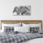 Wilde paarden in de wind canvas afdruk (Insitu (Slaapkamer))