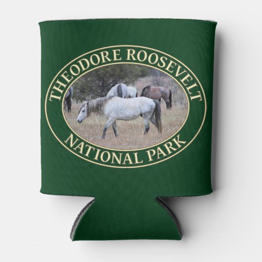 Wilde paarden in het Nationaal Park Theodore Roose Blikjeskoeler (Voorkant)