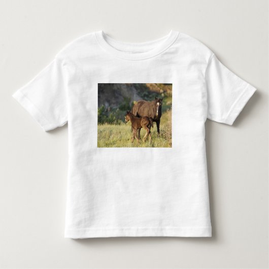 Wilde paarden in het Nationaal Park Theodore Roose Kinder Shirts (Voorkant)