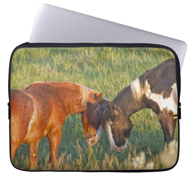 Wilde paarden in het Nationaal Park Theodore Roose Laptop Sleeve (Voorkant)