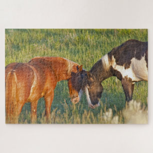 Wilde paarden in het Nationaal Park Theodore Roose Legpuzzel