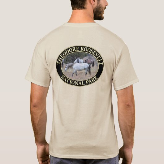 Wilde paarden in het Nationaal Park Theodore Roose T-shirt (Achterkant)