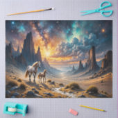 Wilde paarden in woestijn Mare en veulen onder ste Tissuepapier (Craft)