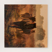 Wilde paarden: intense blik ontmoeting legpuzzel (Horizontaal)