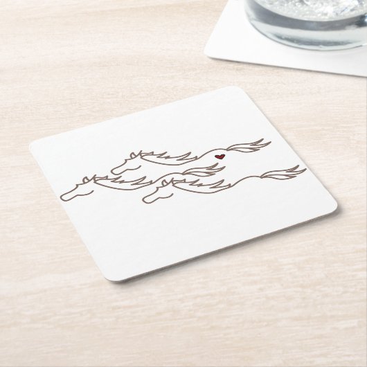 Wilde paarden kartonnen onderzetters (Schuin)