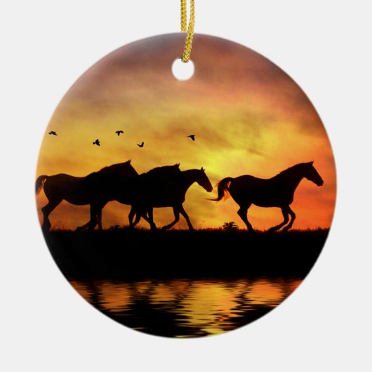 Wilde paarden keramisch ornament (Voorkant)