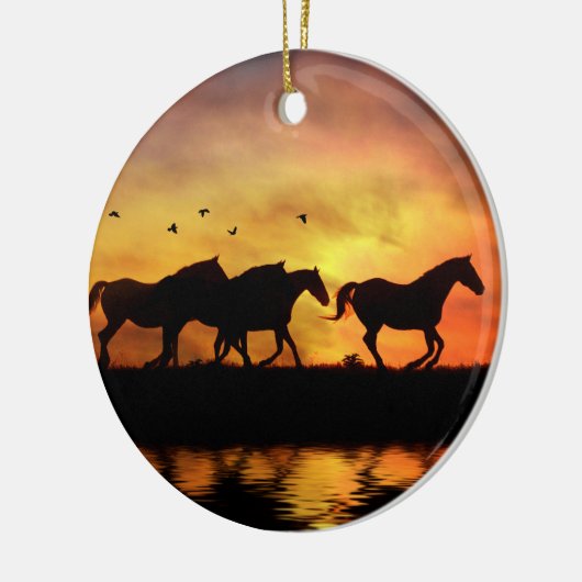 Wilde paarden keramisch ornament (Links)