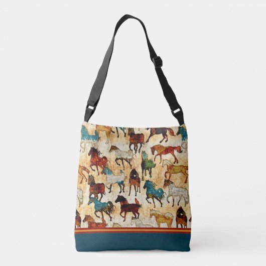 Wilde paarden Kruisdieren Canvas tas (Achterkant)