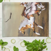 Wilde paarden kudde keukenhanddoek (Gevouwen)