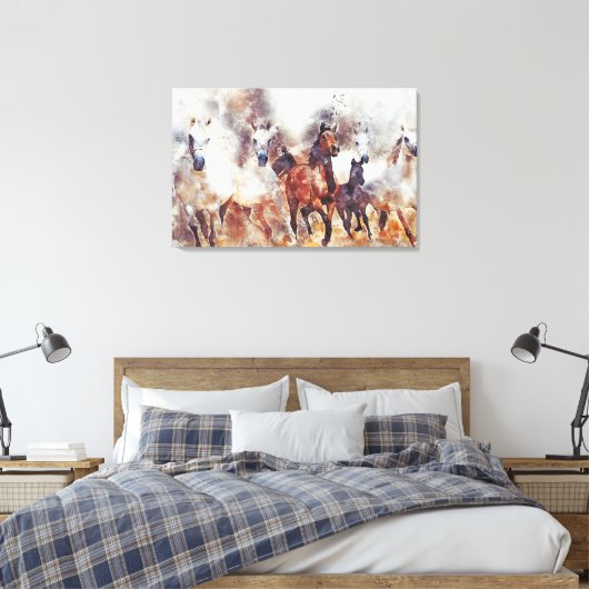 Wilde paarden Kunstcanvas afdrukken (Insitu (Slaapkamer))