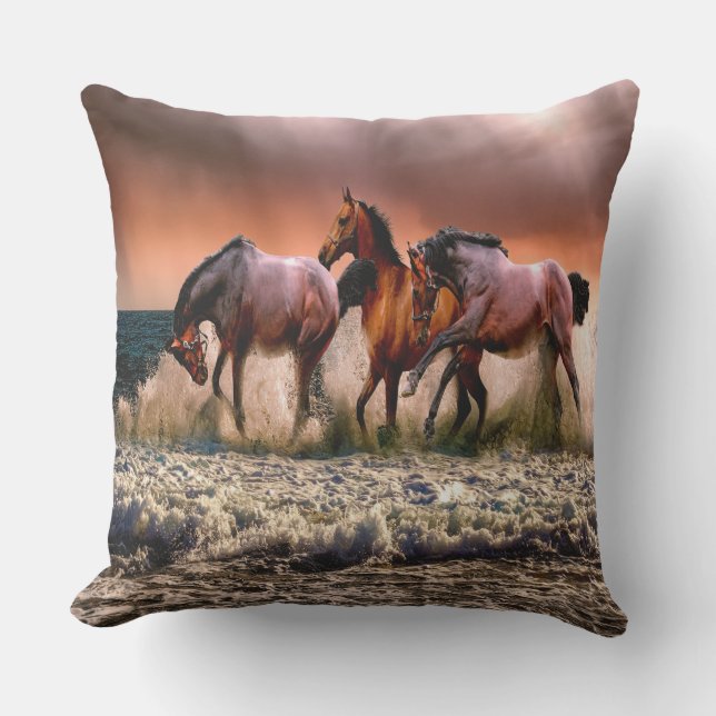 Wilde paarden Lake Adventure Buitenkussen (Voorkant)