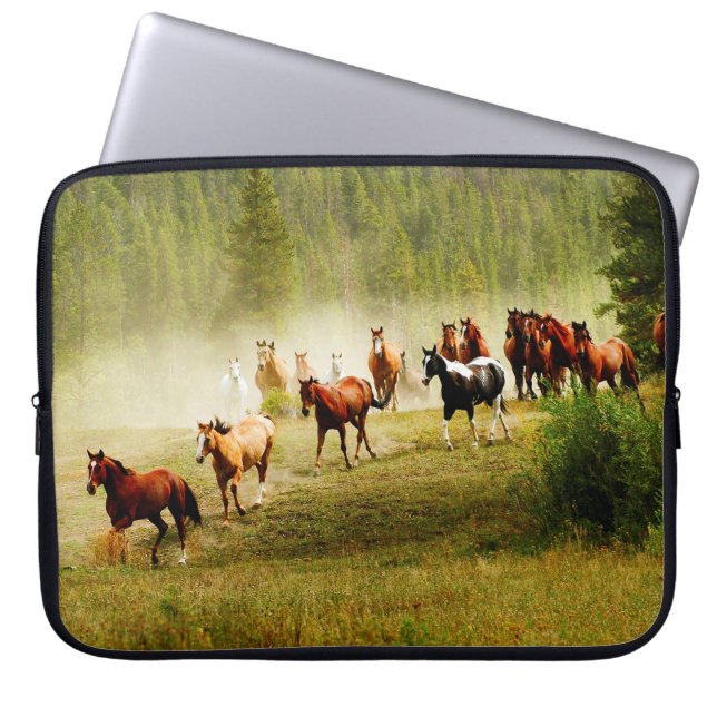 Wilde paarden laptop sleeve (Voorkant)