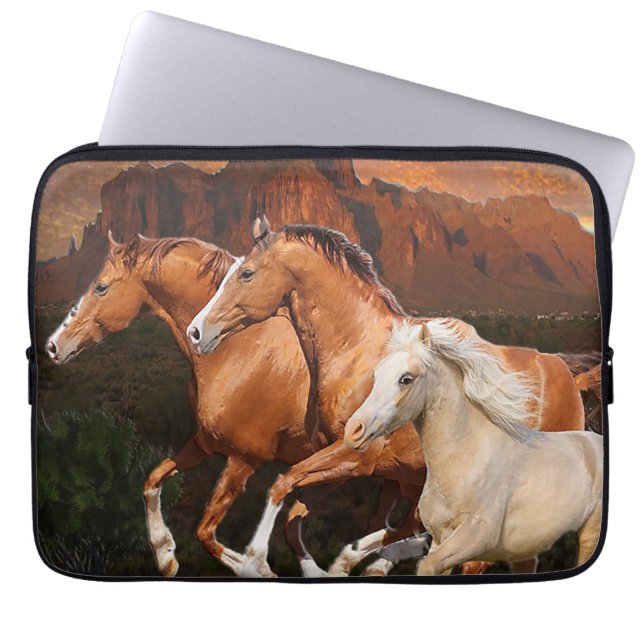 Wilde paarden laptop sleeve (Voorkant)