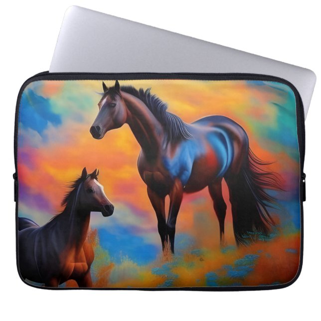 Wilde paarden laptop sleeve (Voorkant)