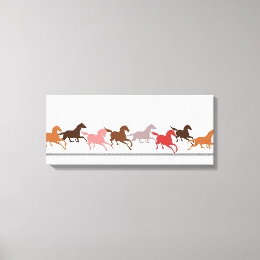 Wilde paarden lopen canvas afdruk (Voorkant)