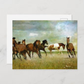 Wilde paarden lopen -  creatieve kunst briefkaart (Voorkant / Achterkant)