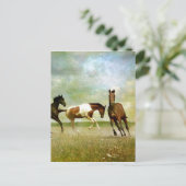 Wilde paarden lopen -  creatieve kunst briefkaart (Staand voorkant)