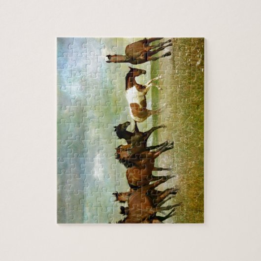 Wilde paarden lopen - creatieve kunst legpuzzel (Verticaal)