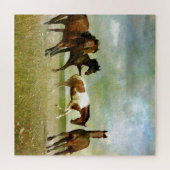 Wilde paarden lopen - creatieve kunst legpuzzel (Horizontaal)