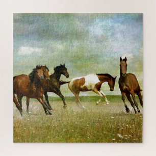 Wilde paarden lopen - creatieve kunst legpuzzel
