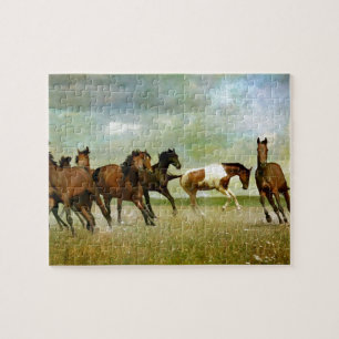 Wilde paarden lopen -  creatieve kunst legpuzzel