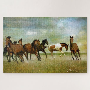 Wilde paarden lopen -  creatieve kunst legpuzzel