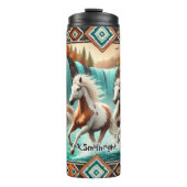 Wilde paarden lopen door de herfstwaterval thermosbeker (Voorkant)