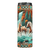 Wilde paarden lopen door de herfstwaterval thermosbeker (Achterkant)