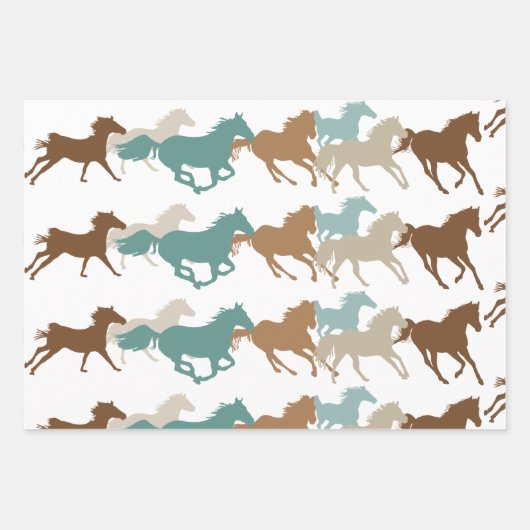 Wilde paarden lopen inpakpapier vel (Voorkant)