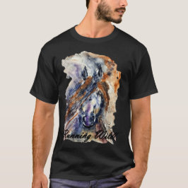 Wilde paarden lopen, Waterverf schilderen afdrukke T-shirt