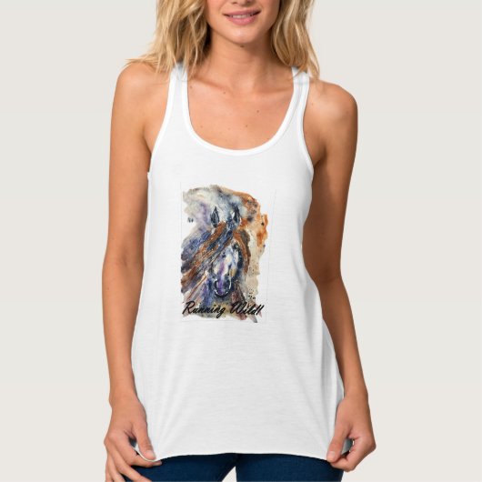 Wilde paarden lopen, Waterverf schilderen printpla Tanktop (Voorkant)