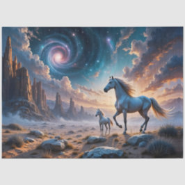 Wilde paarden merrie en veulen in woestijnlandscha tissuepapier