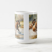 Wilde paarden met bruine zwarte Waterverf Koffiemok (Center)