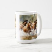 Wilde paarden met bruine zwarte Waterverf Koffiemok (Voorkant rechts)