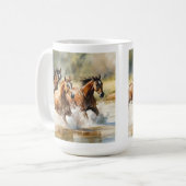 Wilde paarden met bruine zwarte Waterverf Koffiemok (Voorkant links)