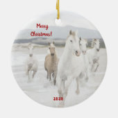 Wilde paarden met kerstversiering keramisch ornament (Achterkant)