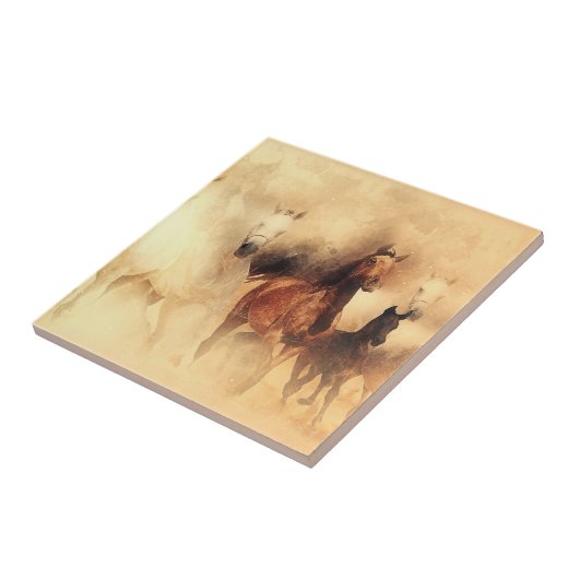 Wilde paarden Mustangs Tegeltje (Zijkant)
