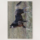 Wilde paarden na een stofbad legpuzzel (Verticaal)