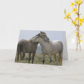Wilde paarden Nuzzling Kaart (Gele Bloem)