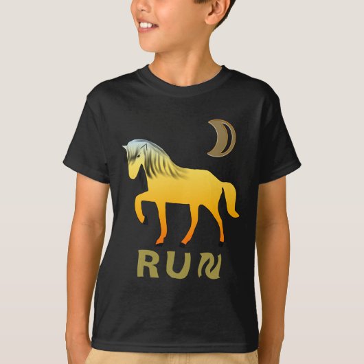 Wilde paarden onder de Golden Moon T-shirt (Voorkant)