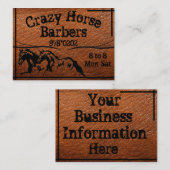 Wilde paarden op bruin leder-Barber-koopwaar Visitekaartje (Voorkant / Achterkant)