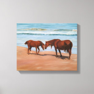 Wilde paarden op de omwikkelde canvasafdruk canvas afdruk